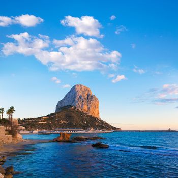 Calpe Alicante sunset at beach Cantal Roig in Mediterranean Spain