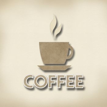 Coffee with stitch style on leather background