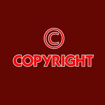 Copyright registered and trademark symbols isolated over white with stitch style