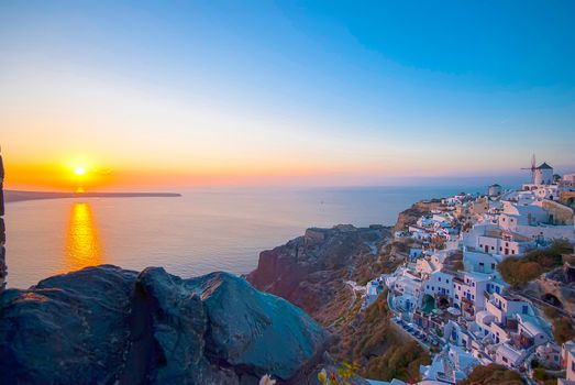 Oia Santorini Greece famous with romantic and beautiful sunsets