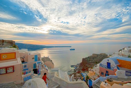 Oia Santorini Greece famous with romantic and beautiful sunsets