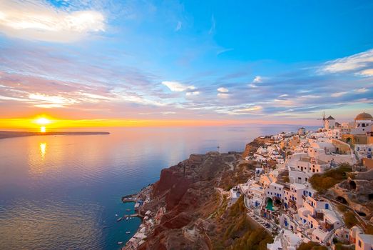 Oia Santorini Greece famous with romantic and beautiful sunsets