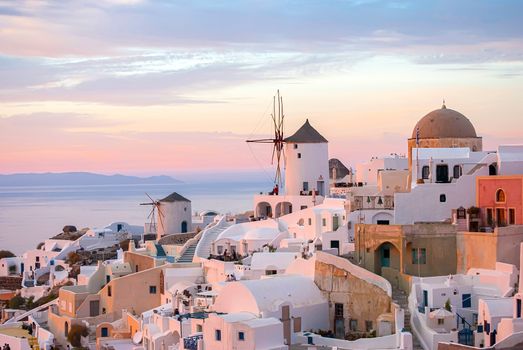 Oia Santorini Greece famous with romantic and beautiful sunsets