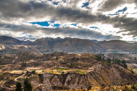 Colca Canyon view from hiking path in Chivay, near Arequipa, Peru