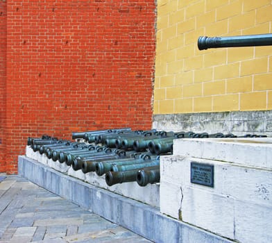 Ancient artillery Cannons In The Moscow Kremlin, Russia