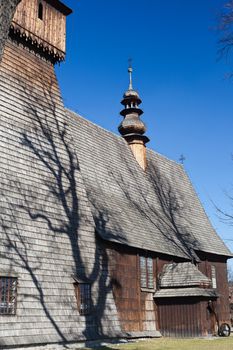 old wooden antique  church in poland in rabka