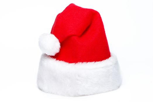 Red Santa Claus hat isolated on white