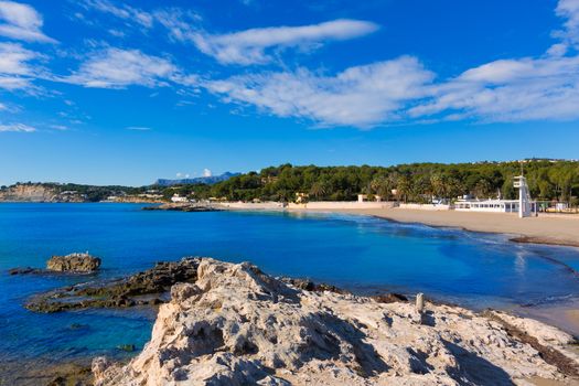 Moraira Playa la Ampolla beach in Teulada Alicante at Mediterranean Spain