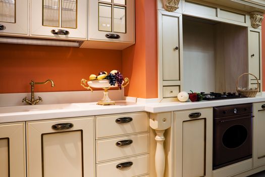 fresh fruits washed in the modern kitchen