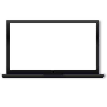 Single black laptop isolated in white background