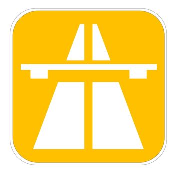 Yellow european highway icon isolated in white background