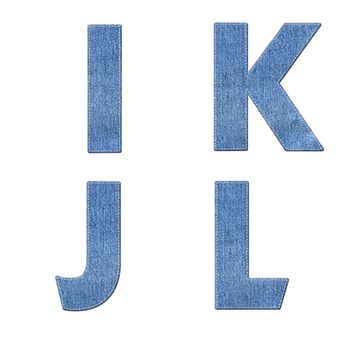 Alphabet with stitch design elements on denim texture