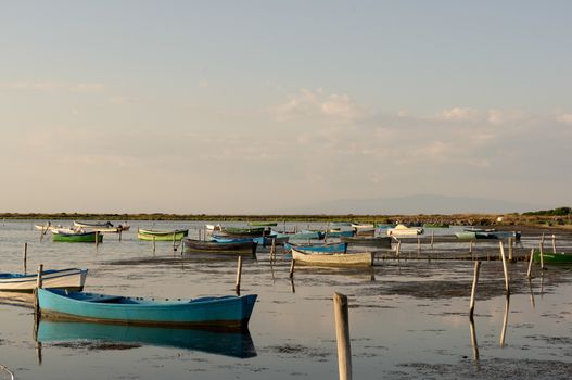 Fishing boats in the pond