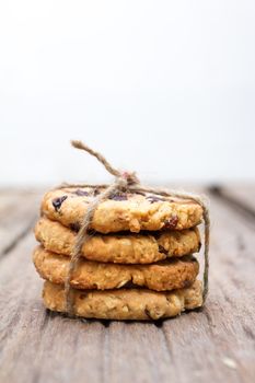 fresh xmas cookies of chocolate  on wood 