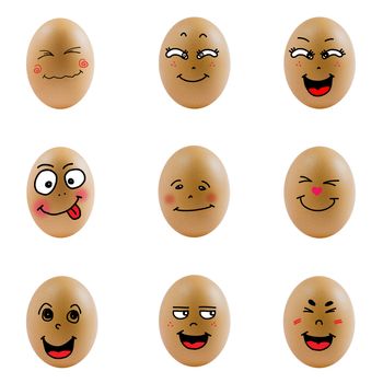 collection of eggs with happy face. Differences faces living together - Diversity concept