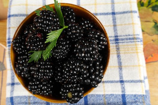 view from above on mulberries in a mug