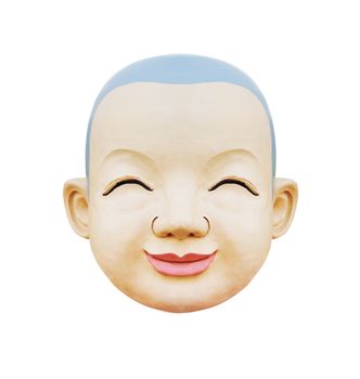 Smily of baby face statue to isolate with white background