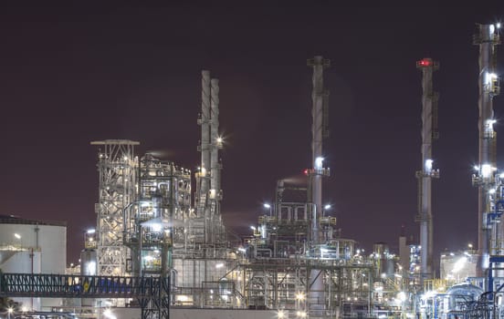 Oil and chemical Petroleum plant in night time 