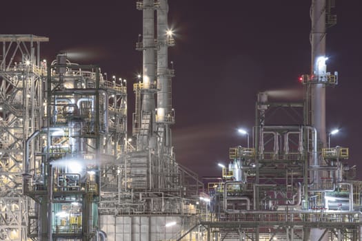 Oil and chemical Petroleum plant in night time 