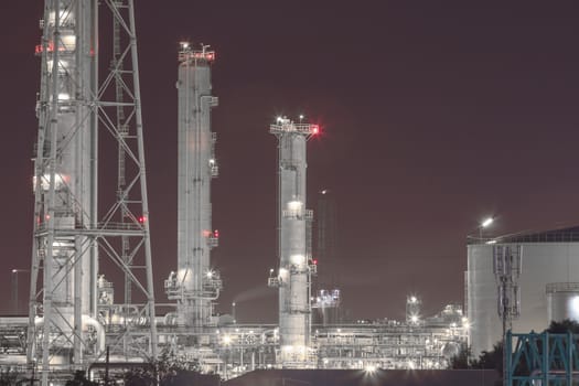 Oil and chemical Petroleum plant in night time 