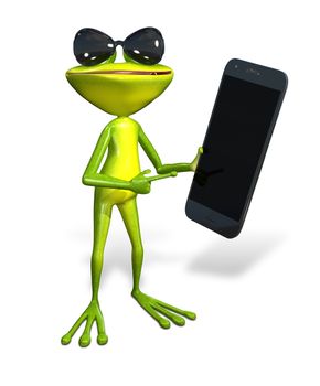 abstract illustration of the green frog with a smartphone