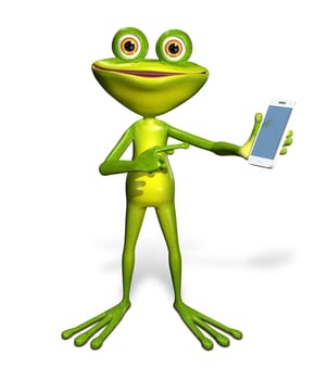 abstract illustration of the green frog with a smartphone