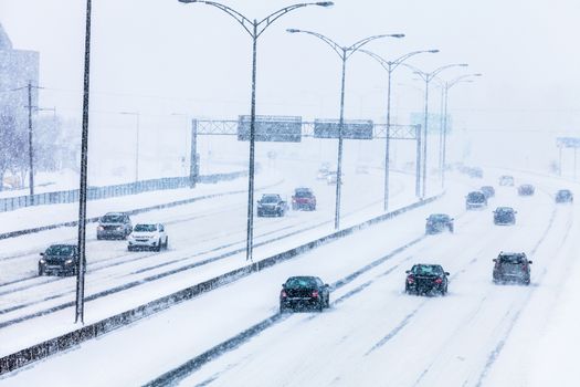 Blizzard on the Road and bad Visibility - all logo, company and car plate removed or modified.