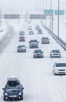 Blizzard on the Road and bad Visibility - all logo, company and car plate removed or modified.