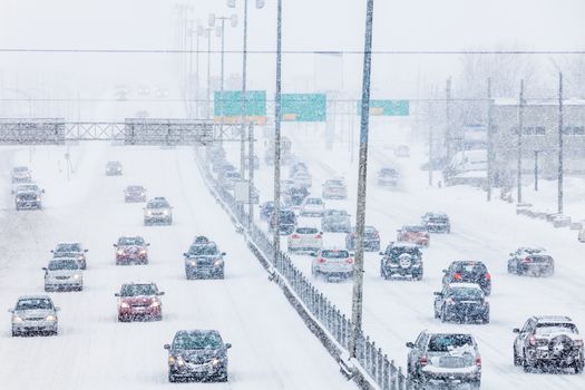 Rush Hour - Blizzard on the Road and bad Visibility - all logo, company and car plate removed or modified.