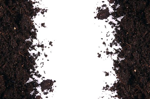 Black ground closeup isolated on white background