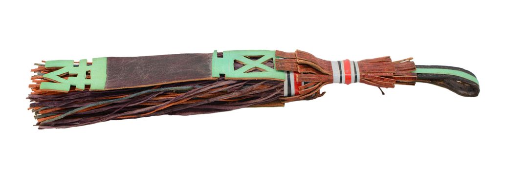 Traditional leather camel decoration used by Tuaregs in Mali, Africa - isolated on a white background