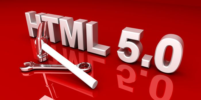 HTML 5.0 tools. 3D rendered Illustration.