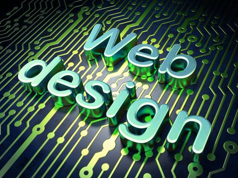 SEO web development concept: circuit board with word Web Design, 3d render