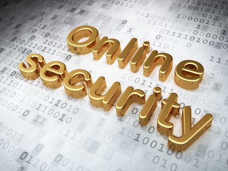 Safety concept: Golden Online Security on digital background, 3d render
