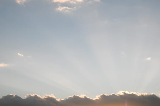 Cloudscape, Colored Clouds at Sunset near the Ocean