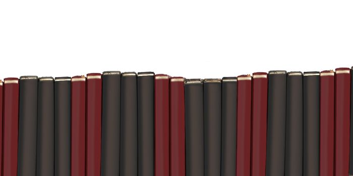 Blank hardcover textbooks border in a row  on a white background