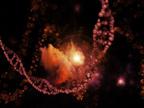 Molecular Dreams series. Design composed of conceptual atoms, molecules and fractal elements as a metaphor on the subject of biology, chemistry, technology, science and education