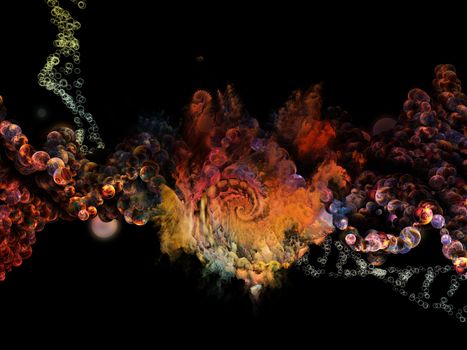 Molecular Dreams series. Composition of conceptual atoms, molecules and fractal elements suitable as a backdrop for the projects on biology, chemistry, technology, science and education