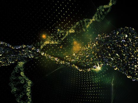 Molecular Dreams series. Composition of conceptual atoms, molecules and fractal elements suitable as a backdrop for the projects on biology, chemistry, technology, science and education