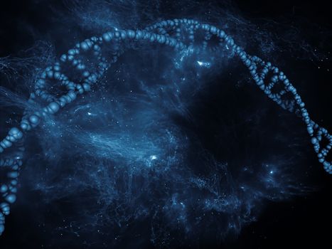 Molecular Dreams series. Composition of conceptual atoms, molecules and fractal elements suitable as a backdrop for the projects on biology, chemistry, technology, science and education