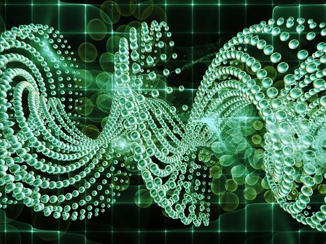 Molecular Dreams series. Creative arrangement of conceptual atoms, molecules and fractal elements as a concept metaphor on subject of biology, chemistry, technology, science and education