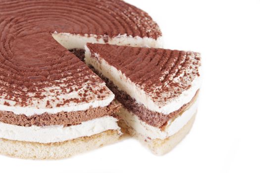 Tiramisu cake isoated on white