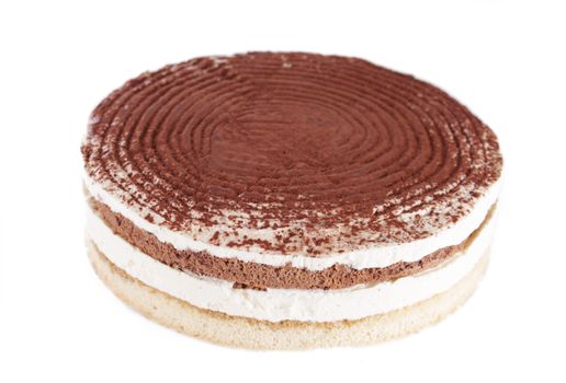 Tiramisu cake isolated on white