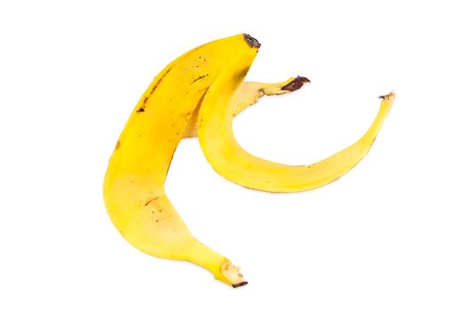 Peel of banana isolated on white background with clipping path