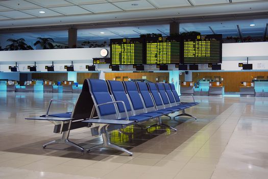 Empty waiting chair in the airport