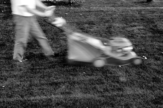 Lawnmower at autumn