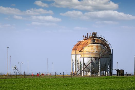 refinery tanks on field oil industry