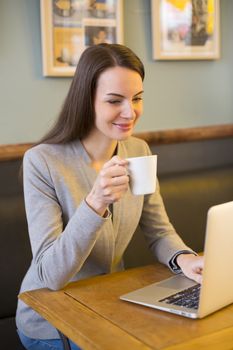 female businesswoman laptop restaurant