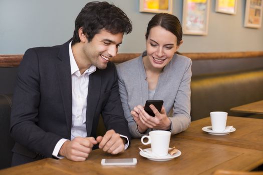 Female male coffee bar cell phone