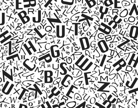 illustration of black and white background with letters